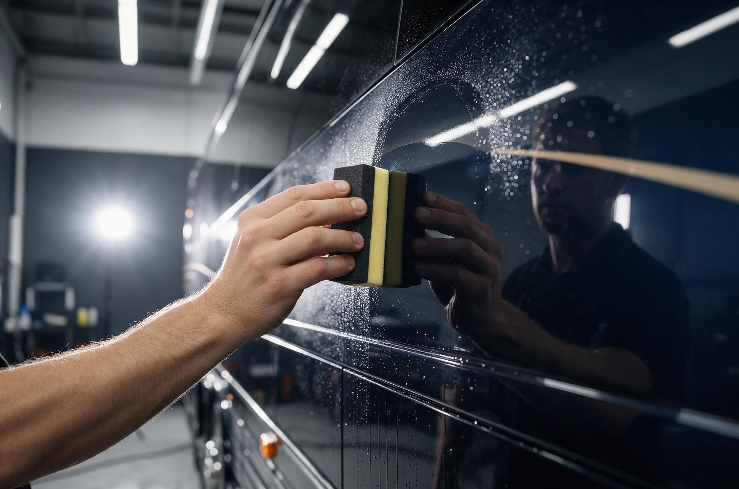 Ceramic coating applied to a luxury motorcoach